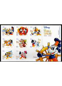 ITALIA 2017 foglietto Disney 90 anni di Topolino Nuovo 8 francobolli